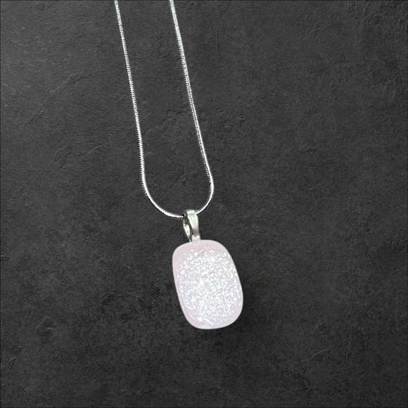 Handmade Glittery Glass Pendant 18” Stainless Steel Necklace - Picture 8 of 15